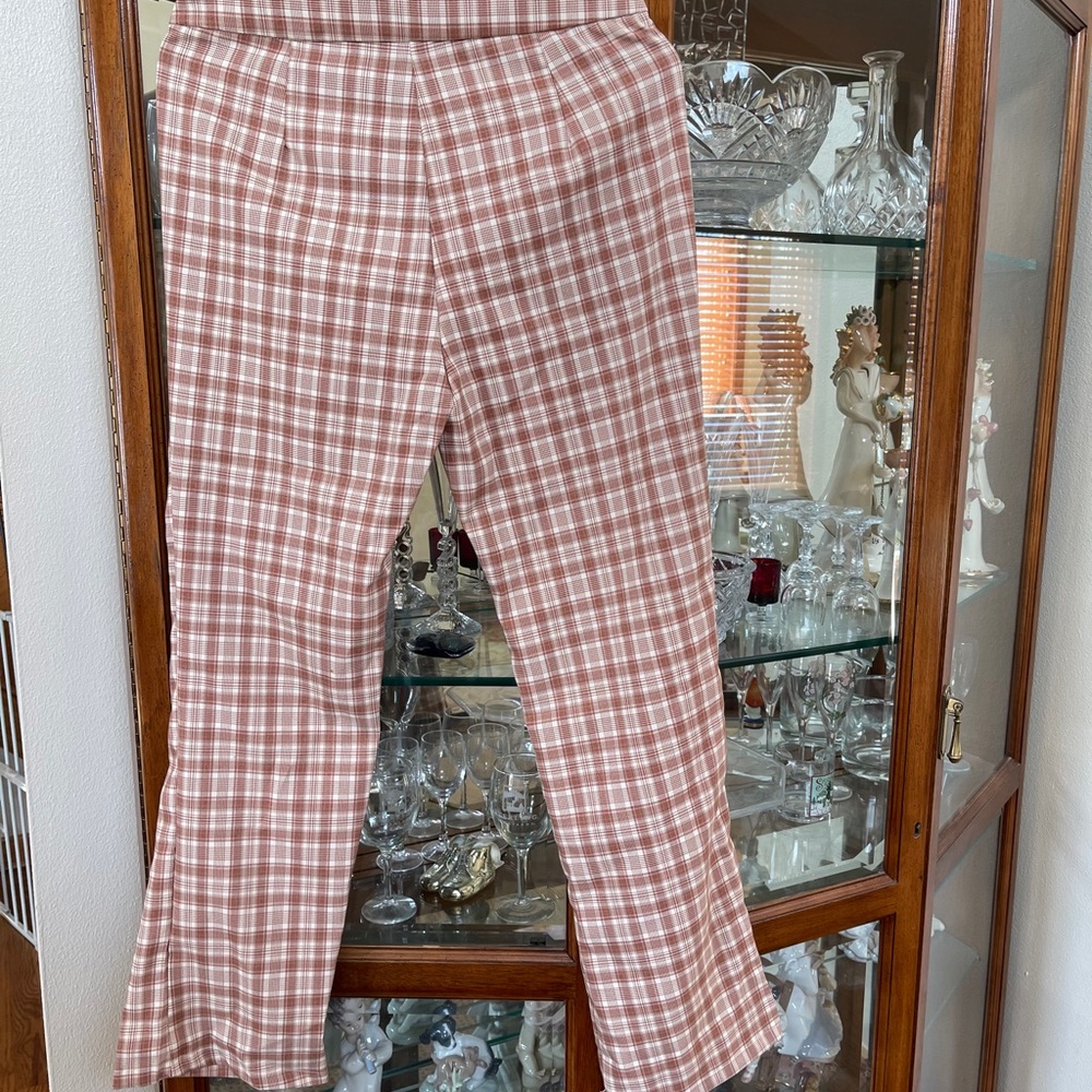 High waisted plaid pant